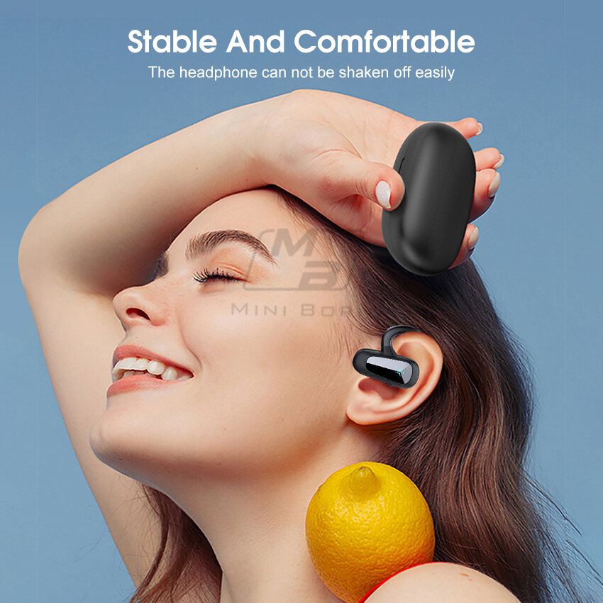 Mini Born Wireless Bluetooth 5.2 Earphone Bone Conduction Headphones TWS Digital Display Bluetooth Headset Non-In-Ear Earbuds Waterproof Earphones for Running Bicycling Hiking Driving Workou