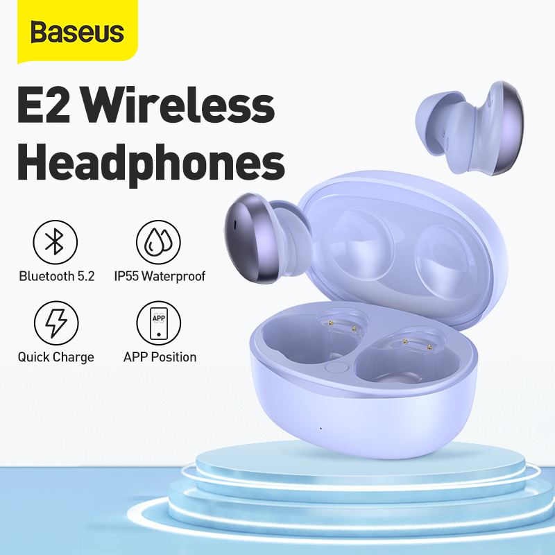 Baseus E2 TWS Earbuds Bluetooth 5.2 Wireless Earphones Smart Noise Reduction in-Ear Headphones