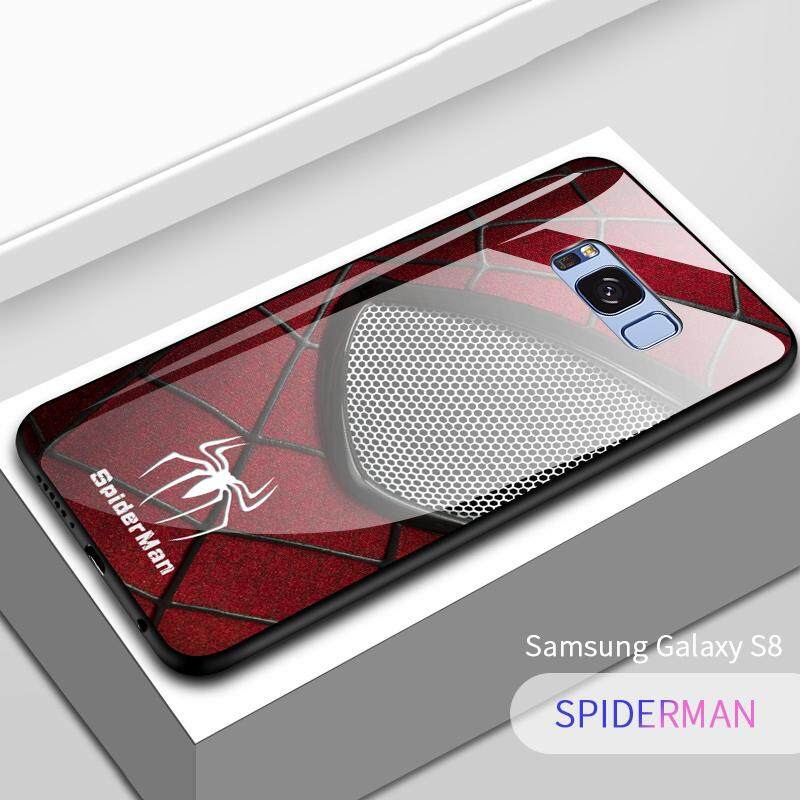 Marvel Avengers Superhero Ironman Spiderman Shockproof Phone Case Back Glass Cover For Samsung Galaxy S8 S8 + Plus Phone case TPU Protective Casing cover