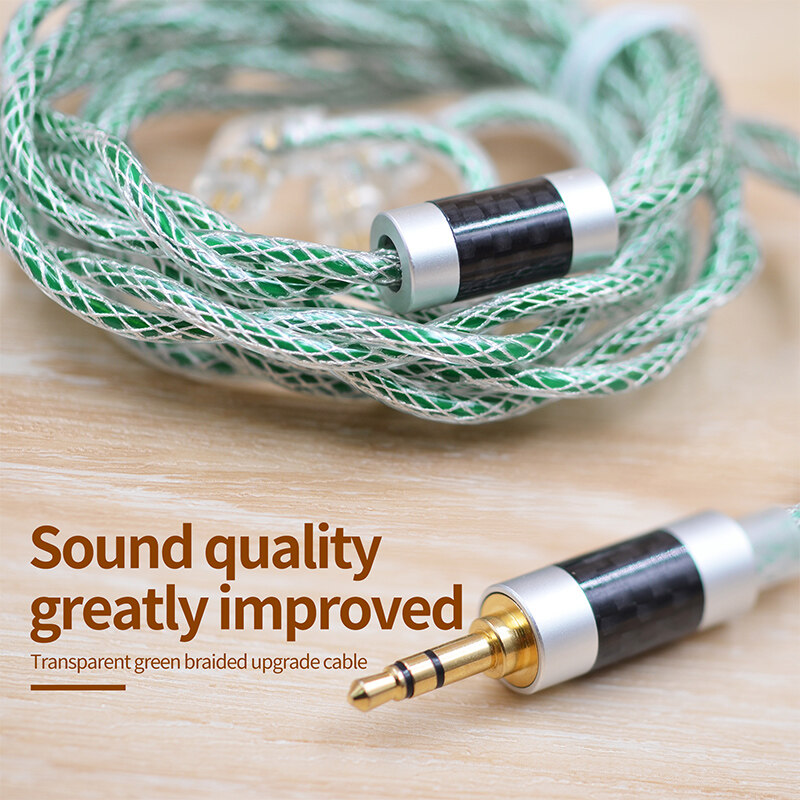 KZ transparent green (784 core) upgrade cable 3.5mm plug 0.75 pin headphone replacement cable