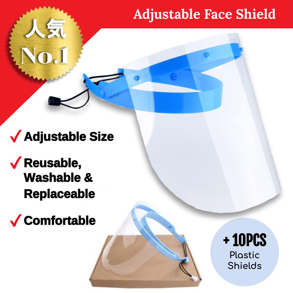 [SG READY STOCKS - Popular!] Adjustable Face Shield with 10pc Replaceable Plastic Shields